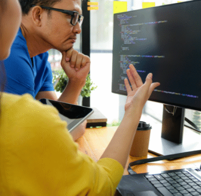 man, hands, computer